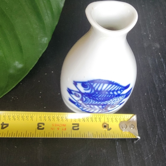 Porsgrund Norway Porcelain Flow Blue Fish Bottle Shaker Vase. VTG* - Picture 5 of 5